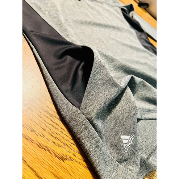 ADIDAS Women's 1/4 Zip Shirt Long Sleeve Gray Black Performance Pullover Size L - Picture 4 of 11